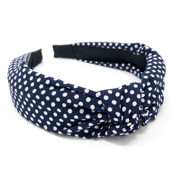 Blue & White Polka Dot Knotted Headband | Hairband - Picture 1 of 3